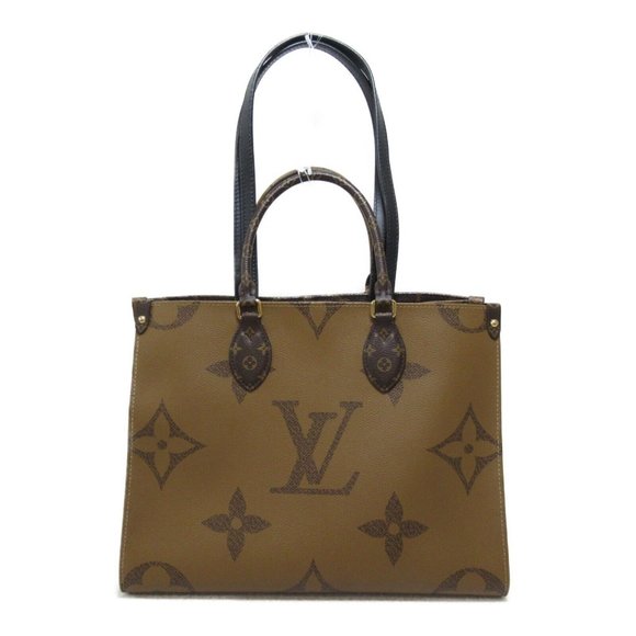 LOUIS VUITTON On The Go MM Tote Bag  Monogram Giant canvas Brown Used LV - Picture 1 of 11